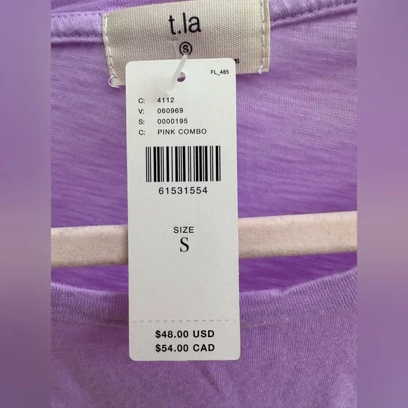 Anthropologie NWT T.La Lilac Lavender Flutter Ruffle Short Sleeve Boxy Crop SM - Picture 14 of 16